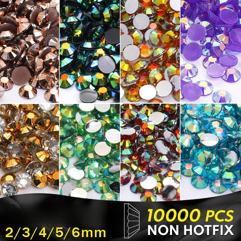2/3Mm AB color flat bottom resin manicure drill 10000 pcs, flat bottom round resin rhinestone AB color, DIY manicure