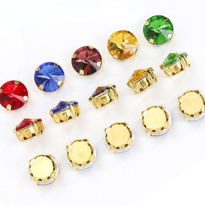 10/12mm Round Glass Rhinestones With Claw Sew On Crystal Stone Strass Diamond For Clothes Needlework DIY