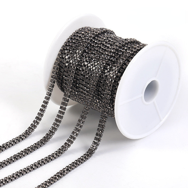 Hot Fashion Style Colorful Double Row Claw Chain Close Rhinestone Cup Chain for Clothing DIY Jewelry Accessories