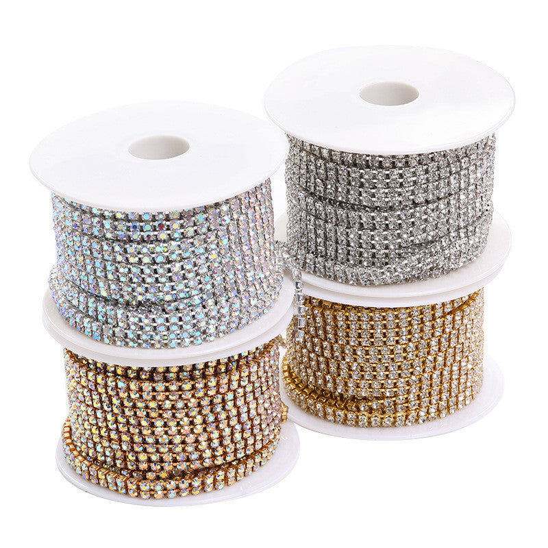 Hot Fashion Style Colorful Double Row Claw Chain Close Rhinestone Cup Chain for Clothing DIY Jewelry Accessories