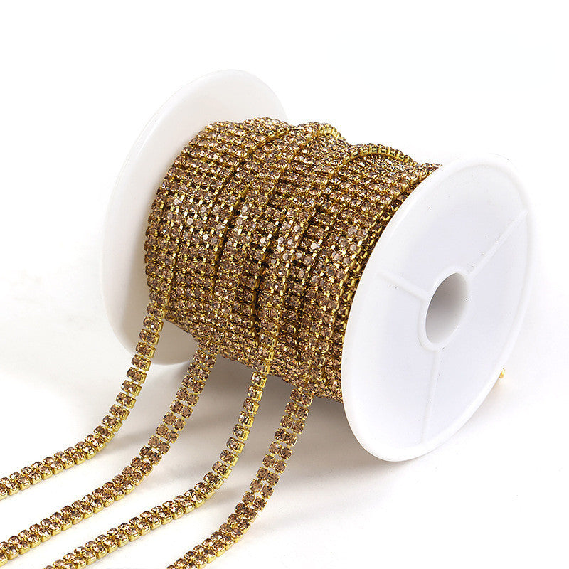 Hot Fashion Style Colorful Double Row Claw Chain Close Rhinestone Cup Chain for Clothing DIY Jewelry Accessories