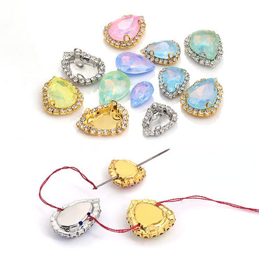 13*18mm Shiny Drop Rhinestone With Crystal Buckle Fancy Crystal for Wedding Dress DIY Handmade