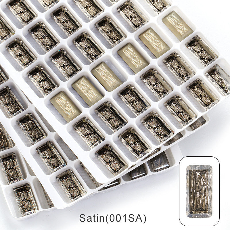 10*20mm Glass Rhinestones Black Flatback Rectangle 3d Relief Gold Crystal Rhinestone For Jewelry Dress Shoe Decoration