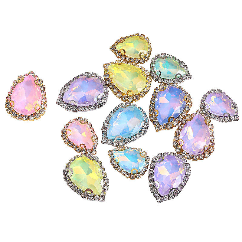 13*18mm Shiny Drop Rhinestone With Crystal Buckle Fancy Crystal for Wedding Dress DIY Handmade