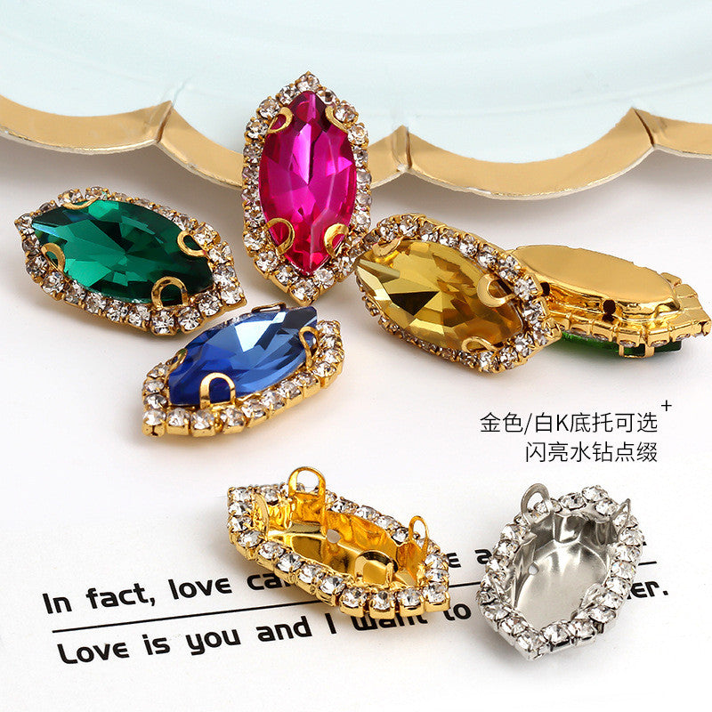 4*15mm Navette Claw Rhinestone Claw Rhinestone Girth Crystal Buckle Diy Headdress Accessories Shiny Rhinestone Hand Sewn Rhinestone Dress Accessories