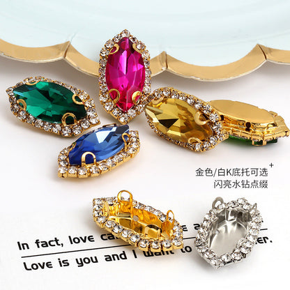 4*15mm Navette Claw Rhinestone Claw Rhinestone Girth Crystal Buckle Diy Headdress Accessories Shiny Rhinestone Hand Sewn Rhinestone Dress Accessories