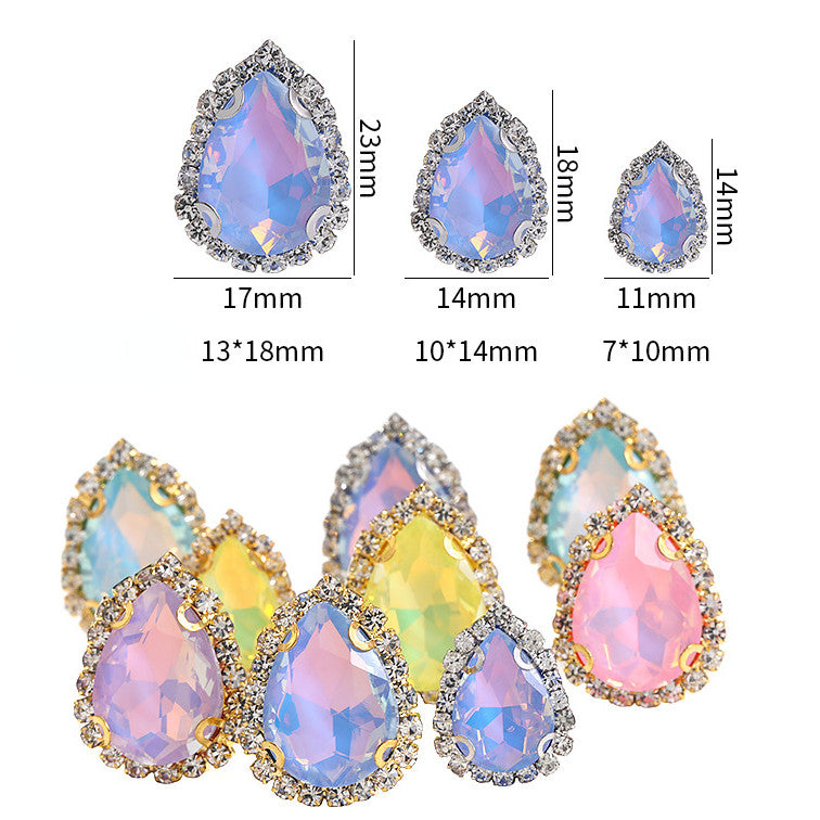 13*18mm Shiny Drop Rhinestone With Crystal Buckle Fancy Crystal for Wedding Dress DIY Handmade