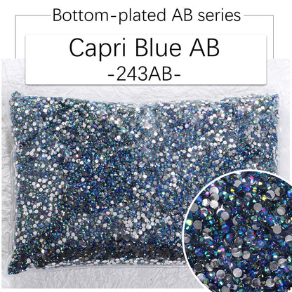 2/3Mm AB color flat bottom resin manicure drill 10000 pcs, flat bottom round resin rhinestone AB color, DIY manicure