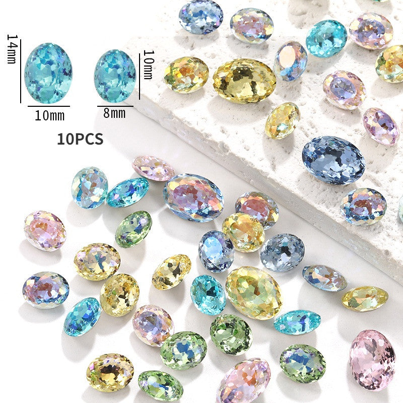 Candy Color 8*10/10*14mm Transparent Oval Crystal Nest Surface K9 Rhinestone Costume Jewelry Production