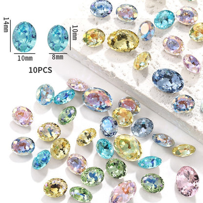 Candy Color 8*10/10*14mm Transparent Oval Crystal Nest Surface K9 Rhinestone Costume Jewelry Production