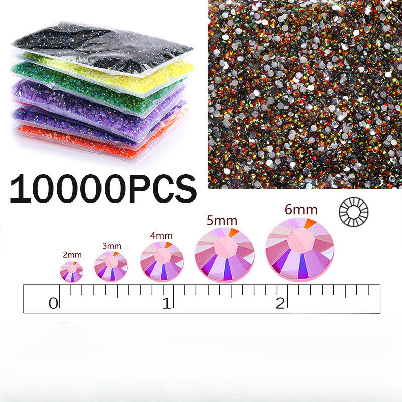 2/3Mm AB color flat bottom resin manicure drill 10000 pcs, flat bottom round resin rhinestone AB color, DIY manicure