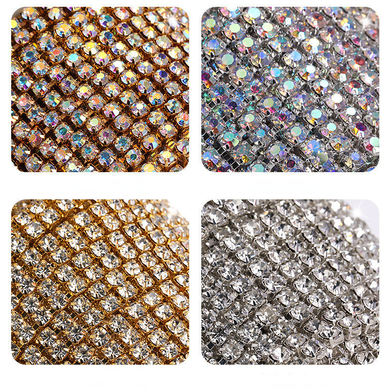 Hot Fashion Style Colorful Double Row Claw Chain Close Rhinestone Cup Chain for Clothing DIY Jewelry Accessories