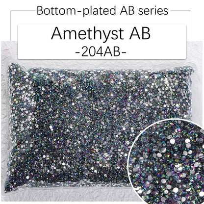2/3Mm AB color flat bottom resin manicure drill 10000 pcs, flat bottom round resin rhinestone AB color, DIY manicure