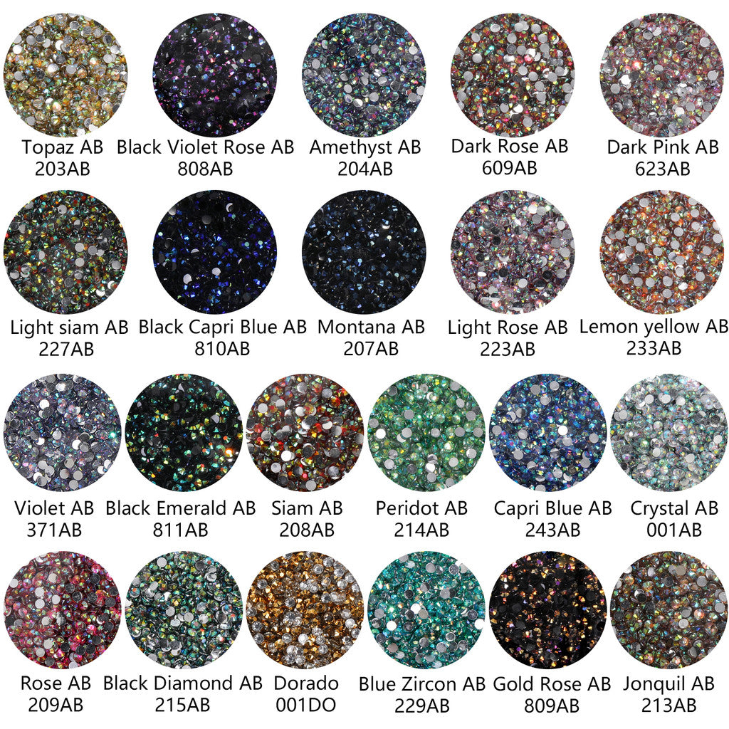 2/3Mm AB color flat bottom resin manicure drill 10000 pcs, flat bottom round resin rhinestone AB color, DIY manicure