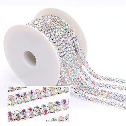 Hot Fashion Style Colorful Double Row Claw Chain Close Rhinestone Cup Chain for Clothing DIY Jewelry Accessories