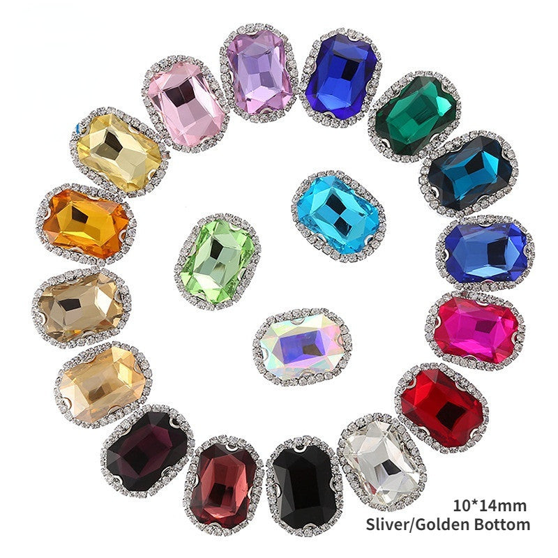 10*14mm Crystal Rhinestone Silver/Golden Bottom Hand-sewn DIY Phone Case Clothing Jewelry Accessories