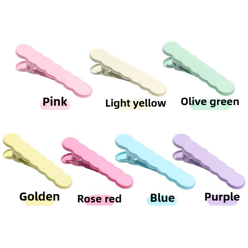 Wavy Beak with Dopamine-colored Forehead Fringe with Side Clip Back Hair Clip Simple
