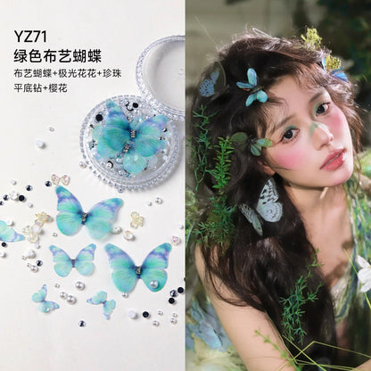 Boxed applique decorations Face makeup patches Metal butterfly decorations