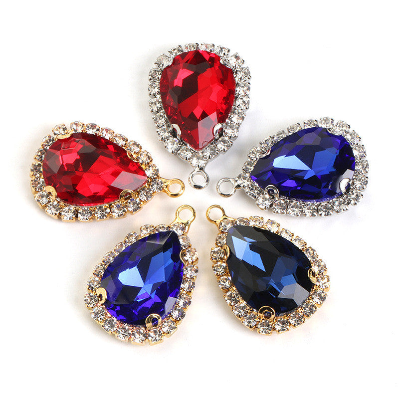 10*14mm Drop Crystal Buckle Single Hanging Copper Base DIY Glass Rhinestone Jewelry Accessories Single Hole Pendant