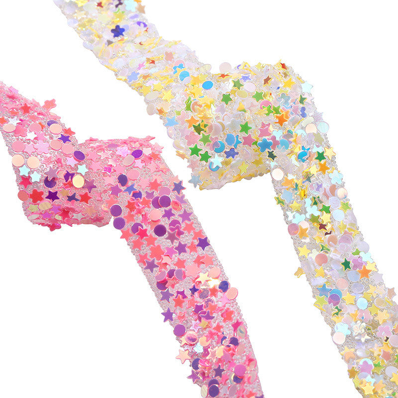 1.2Cm wide, resin pentagram sequined diamond belt, glue-free tear-off and stick toy dolls and other decorative diamond clothing accessories