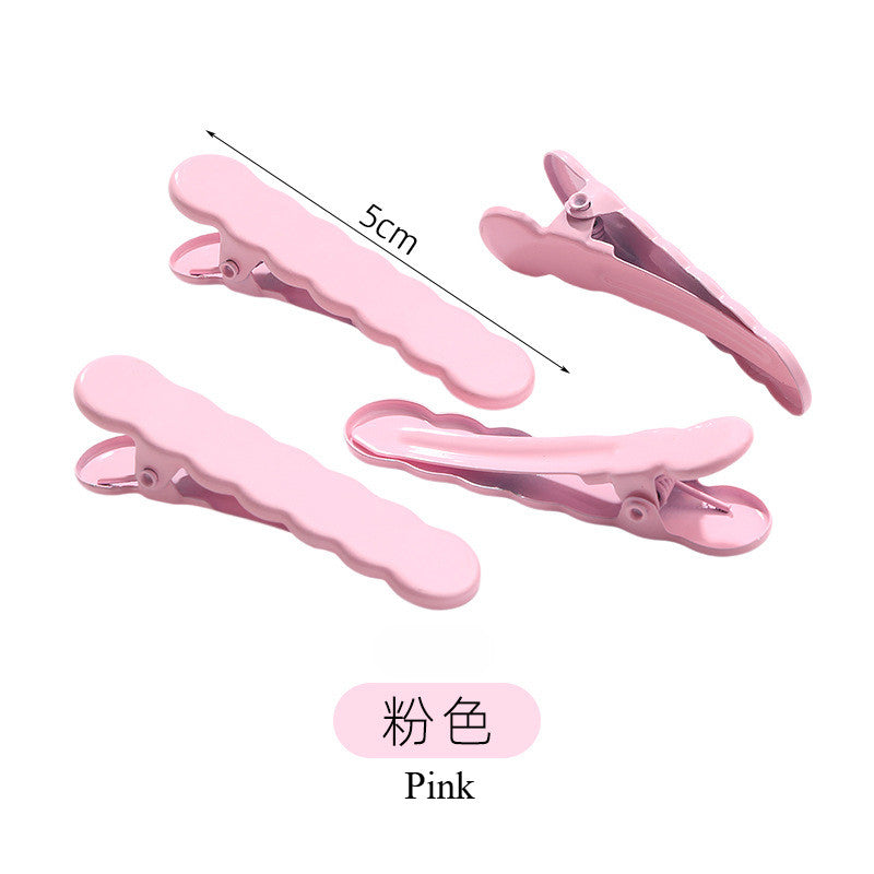 Wavy Beak with Dopamine-colored Forehead Fringe with Side Clip Back Hair Clip Simple
