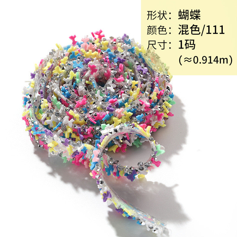 Tear open and stick peach heart butterfly round soft pottery sheet drill belt DIY clothing accessories handicraft patch accessories