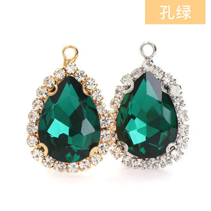 10*14mm Drop Crystal Buckle Single Hanging Copper Base DIY Glass Rhinestone Jewelry Accessories Single Hole Pendant