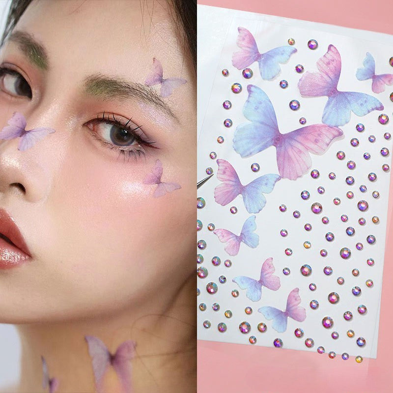 Stage Performance Butterfly Moon Face Stickers Makeup Party Festival Temporary Stickers