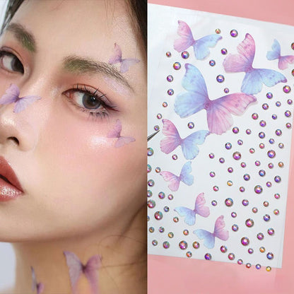Stage Performance Butterfly Moon Face Stickers Makeup Party Festival Temporary Stickers