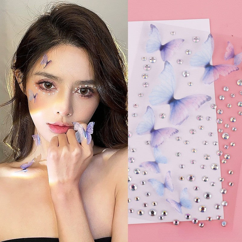Stage Performance Butterfly Moon Face Stickers Makeup Party Festival Temporary Stickers
