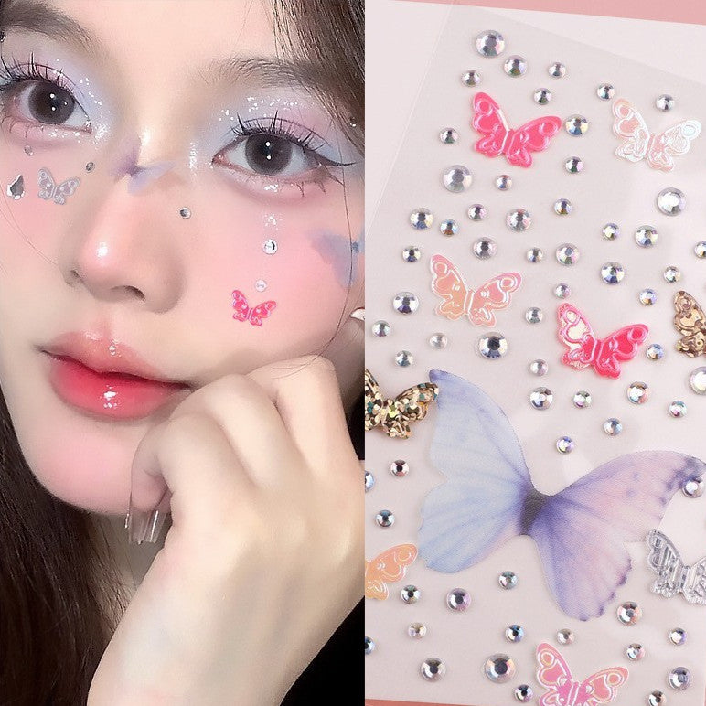 Stage Performance Butterfly Moon Face Stickers Makeup Party Festival Temporary Stickers