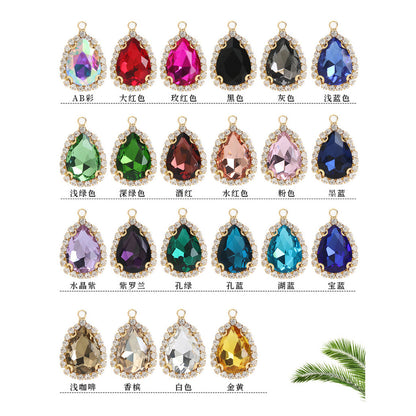 Water drop crystal buckle single hanging copper bottom hanging DIY glass rhinestone jewelry accessories single hole pendant