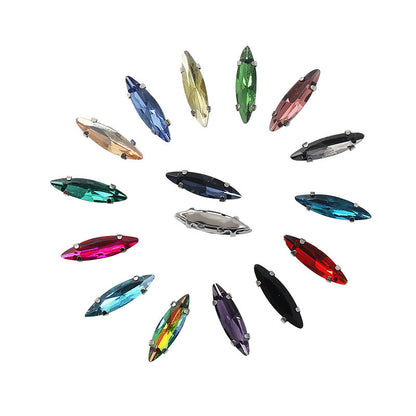 4*15mm Navette Slender Crystal Shape Artificial Perforation Sewn Crystal Base for Sewing Garment Accessories