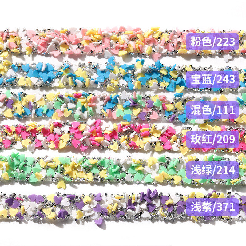 Tear open and stick peach heart butterfly round soft pottery sheet drill belt DIY clothing accessories handicraft patch accessories