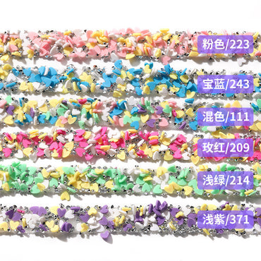 Tear open and stick peach heart butterfly round soft pottery sheet drill belt DIY clothing accessories handicraft patch accessories