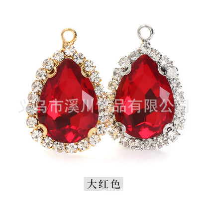 10*14mm Drop Crystal Buckle Single Hanging Copper Base DIY Glass Rhinestone Jewelry Accessories Single Hole Pendant