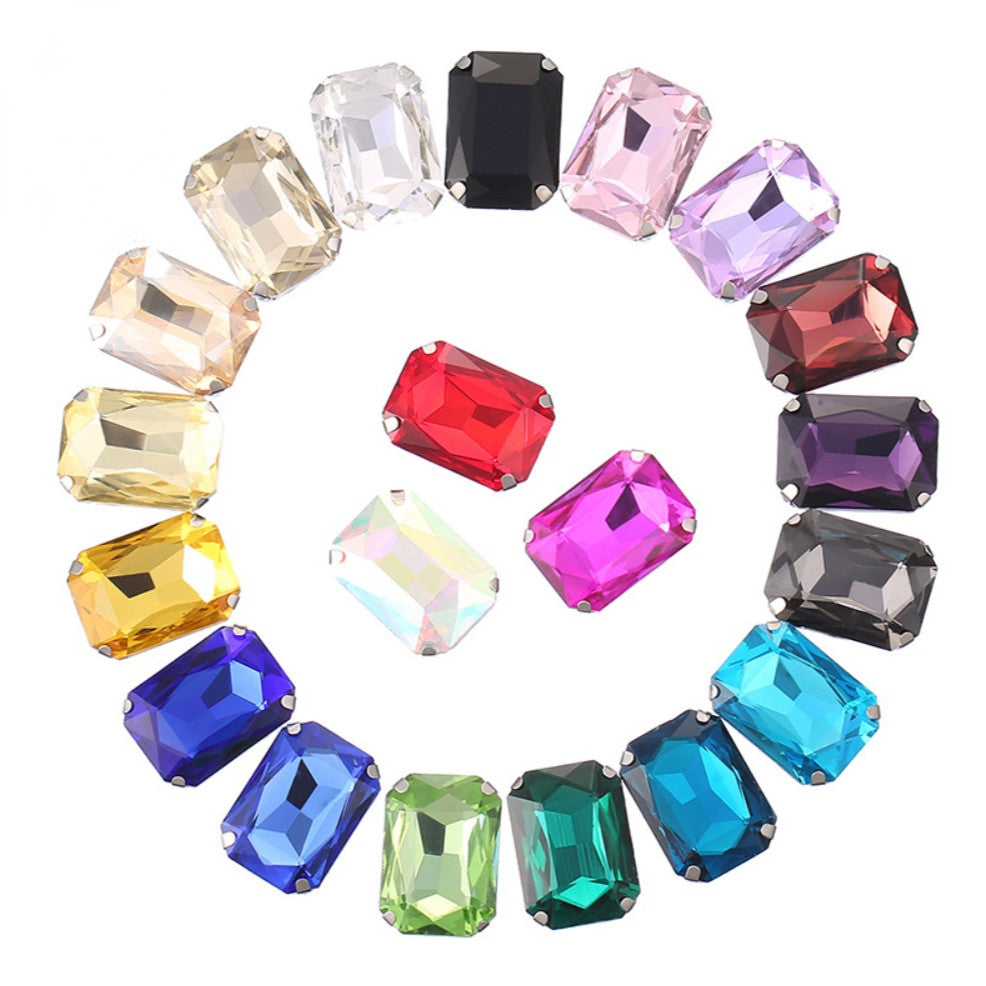 18*25mm High Quality Octagon Shape Shiny Rhinestone with Silver Bottom Crystal