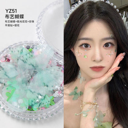 Boxed applique decorations Face makeup patches Metal butterfly decorations