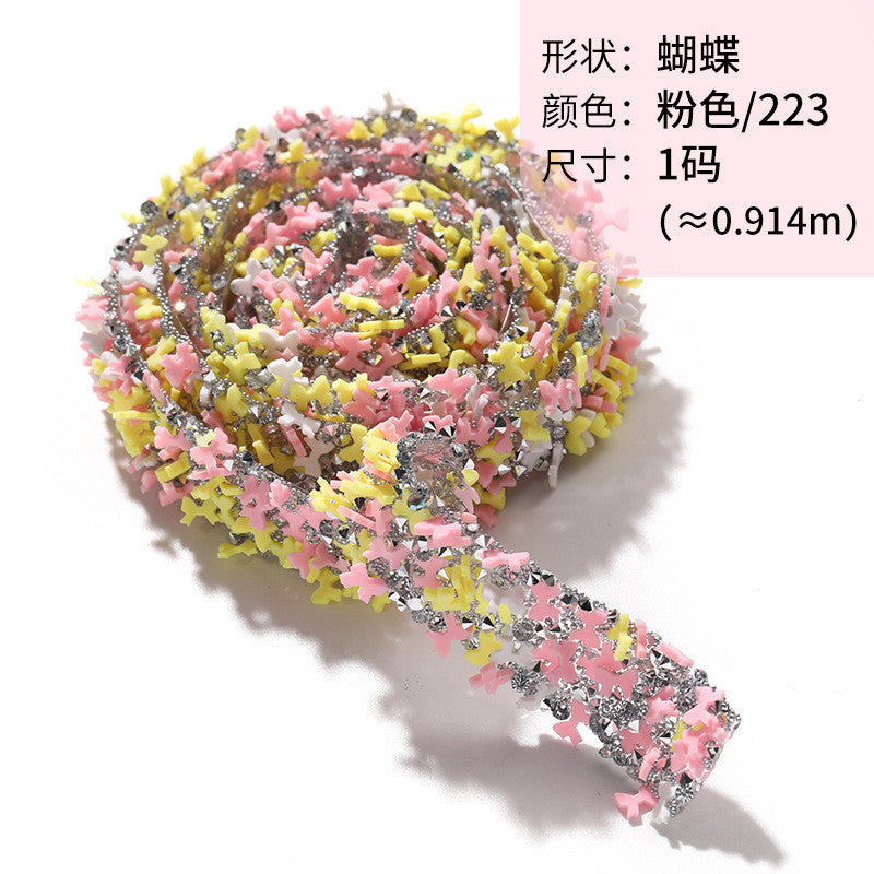 Tear open and stick peach heart butterfly round soft pottery sheet drill belt DIY clothing accessories handicraft patch accessories
