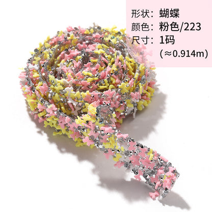 Tear open and stick peach heart butterfly round soft pottery sheet drill belt DIY clothing accessories handicraft patch accessories