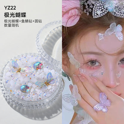 Boxed applique decorations Face makeup patches Metal butterfly decorations