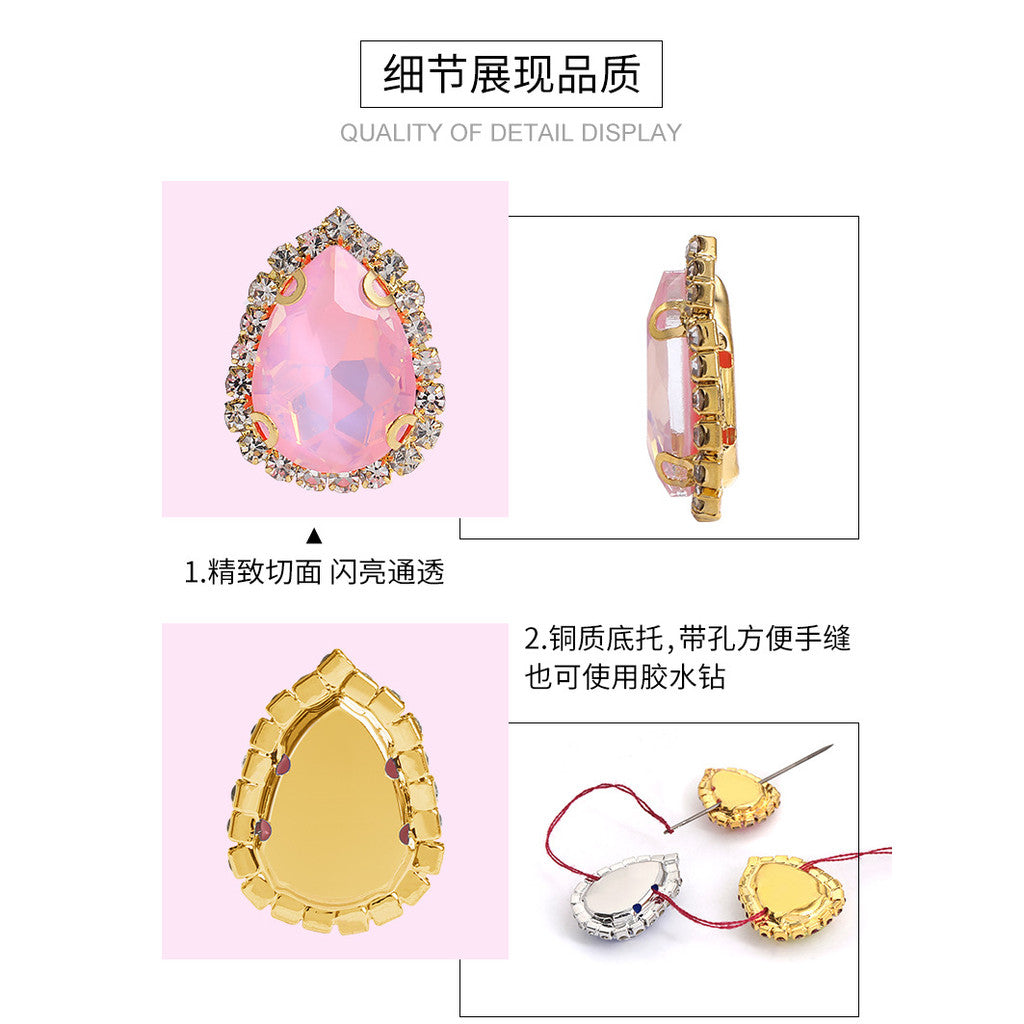 13*18mm Shiny Drop Rhinestone With Crystal Buckle Fancy Crystal for Wedding Dress DIY Handmade