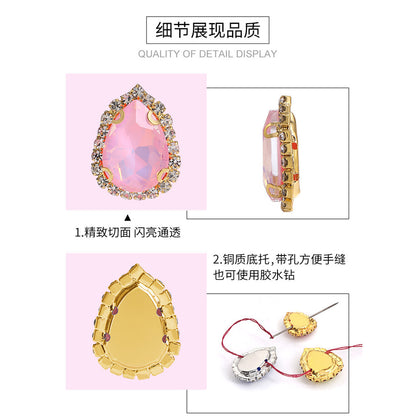 13*18mm Shiny Drop Rhinestone With Crystal Buckle Fancy Crystal for Wedding Dress DIY Handmade