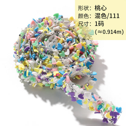 Tear open and stick peach heart butterfly round soft pottery sheet drill belt DIY clothing accessories handicraft patch accessories