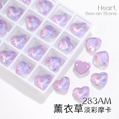 K9 Mocha Flat Buckle Flat Bottom Hand Sewn Drill Fat Peach Heart Crystal Double Hole Love Glass Drill Bridal Clothing Dress Accessories