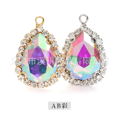 10*14mm Drop Crystal Buckle Single Hanging Copper Base DIY Glass Rhinestone Jewelry Accessories Single Hole Pendant