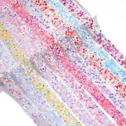1.2cm Width Shiny Star Self-adhesive Rhinestone Trims Ribbons Resin Strips for Clothing Accessories
