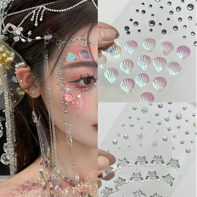 Stage Performance Butterfly Moon Face Stickers Makeup Party Festival Temporary Stickers