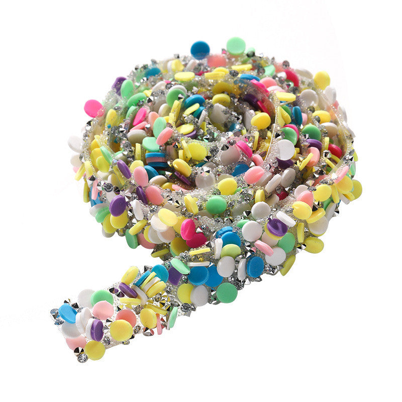 Tear open and stick peach heart butterfly round soft pottery sheet drill belt DIY clothing accessories handicraft patch accessories