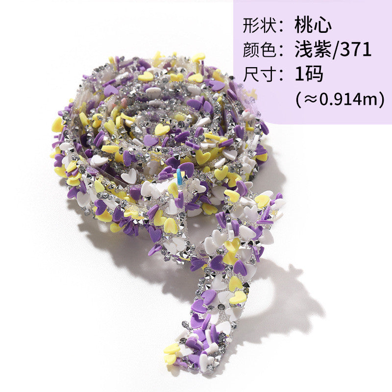 Tear open and stick peach heart butterfly round soft pottery sheet drill belt DIY clothing accessories handicraft patch accessories